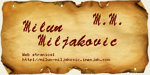 Milun Miljaković vizit kartica